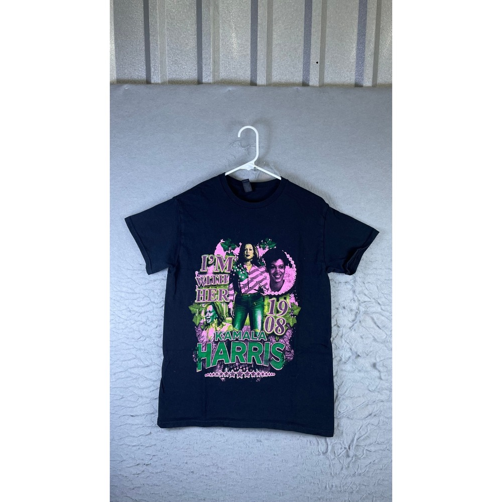 Gildan Kamala Harris T-Shirt Mens Small Black Excellent Graphic Tee 1908